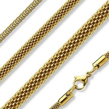 Gold Mesh Chain Stainless Steel 1.9mm Serpentine Necklace 20-inch - £11.00 GBP