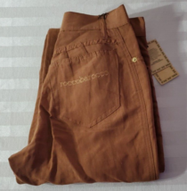 NWT Roccobarocco Jeans Brown Linen Blend Dress Pants Size 26 - £19.37 GBP