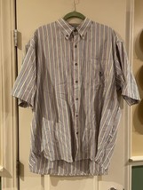 Bit &amp; Bridle Button Up Shirt Men&#39;s Short Sleeve Vertical Stripes - £15.10 GBP