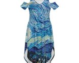 Woman&#39;s Starry Night Cold Shoulder V-Neck Split Midi Dress Pocket (Size ... - £21.33 GBP
