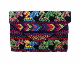 Mia Jewel Shop Neon Multicolored Tribal Pattern Huipil Embroidered Slim Envelope - £20.23 GBP