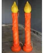 NOEL Union Blow Mold CHRISTMAS CANDLES Candlestick Lot of 2 VINTAGE - £118.02 GBP