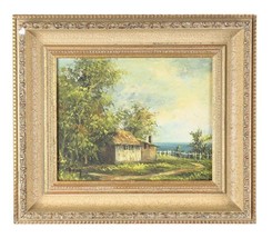 &quot; senza Titolo &quot; (Cottage By The Mare) Olio su Tela Di Ting,con Cornice - $498.97