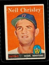 Vintage Baseball Trading Card Topps 1958 #303 Neil Chrisley Washington Senators - £9.83 GBP
