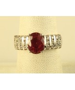 Vintage Sterling Silver Ruby Gemstone w/ Zircon Channel set Ring Signed ... - £42.52 GBP