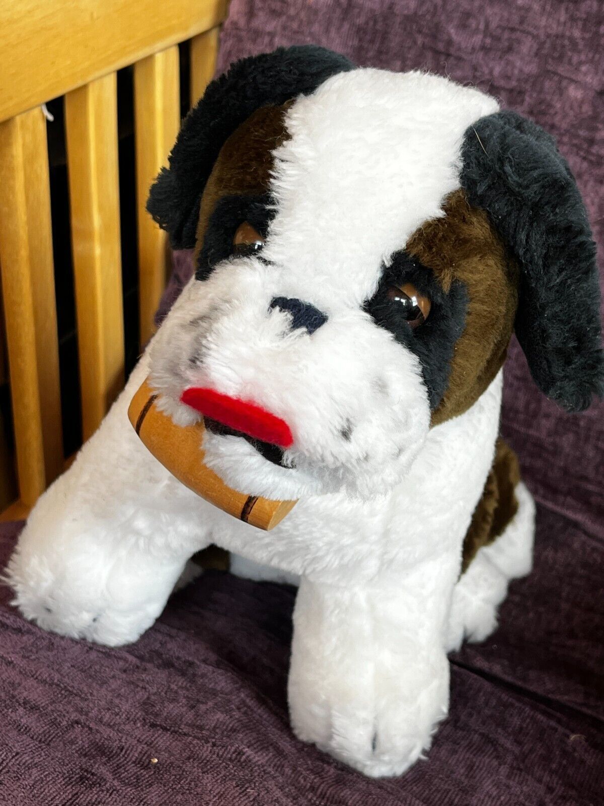 Vintage 1979 Dakin White & Brown Plush St. Bernard Puppy Dog Stuffed Animal – - $11.29