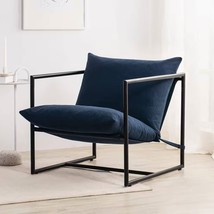 Modern Navy Blue Upholstered Accent Chair with Metal Frame - $3,883.05 MXN