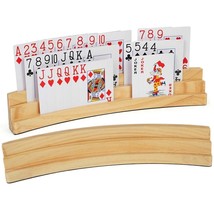 2Pcs Curved Playing Cards Holders For Seniors Adults Soild Wood Cards Holders - £29.90 GBP