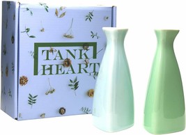 2 Pack Celadon Small Tall Vase for Flowers Mini Vases for Decor Green&amp;Light Blue - £18.12 GBP