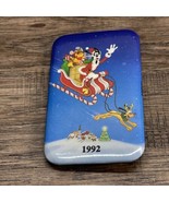 Vintage 1992 Disney Christmas Santa&#39;s Sleigh Button Pin Goofy Pooh Pluto KG - $13.52 CAD