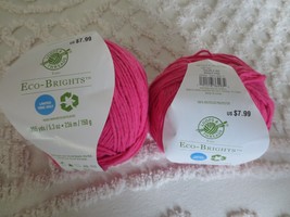 2-5.3 Oz Balls Loops &amp; Threads ECO-BRIGHTS Polyester 002BRIGHT Pink Lot 241 Yarn - £7.86 GBP