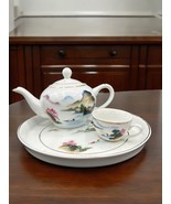 Vintage Chinese Hand Painted Porcelain Teapot Tea Set Cup and Dish - $34.63