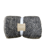 Place &amp; Time Simple Things Grey Herringbone Throw Blanket (50 x 60 in) New - $36.99