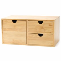 Bamboo Desk Organizer - Mini Desktop Drawer Tabletop Storage Organization Box Fo - £63.14 GBP