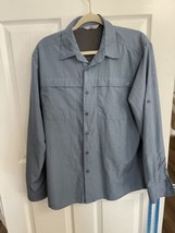 Men’s Wrangler Button Up Shirt Medium Quick Dry Blue White Check Roll Sleeve - £9.53 GBP
