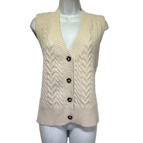 Primary image for sundays in brooklyn Anthropologie cable knit Sleeveless Button Up sweater vest M