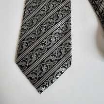 Alexander Julian Colours Tie Silver Black Wide Necktie Geometric 3.75&quot; x... - £3.90 GBP