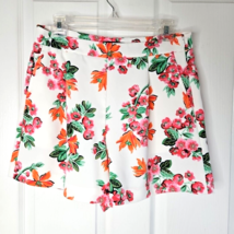 Ann Taylor Ivory Floral Pleated Shorts Size 6 Womens 4&quot;  Inseam Pockets Pink - £18.99 GBP