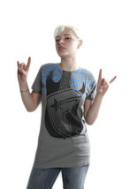 Famous Stars &amp; Straps Grey Electric Factory Guitar Juniors Tee Size: Small - £24.87 GBP