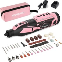 WORKPRO Pink 12V Cordless Rotary Tool Kit, 5 Variable Speeds,, Pink Ribbon - £51.35 GBP