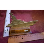 Navy ship souvenir, metal on wood from Israel [ISR10239] - $45.00