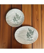 Vtg Royal China Green Leaf Print 11&quot; Platter &amp; 8&quot; Bowl Gray Stripes Matc... - $784.31 MXN