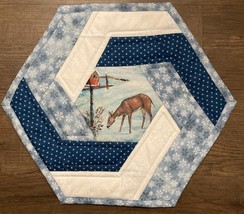 January  Woodland Serenity Hexagon Quilted Table Topper - Deer and Bird ... - $25.00