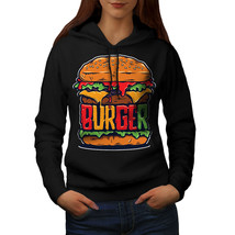 Wellcoda Cheese Burger Womens Hoodie, Food Art Casual Hooded Sweatshirt - £28.46 GBP