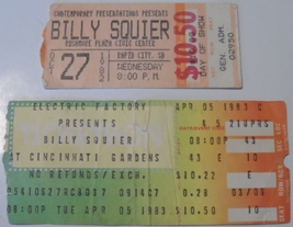 Billy Squier Ticket Stubs 1980&#39;s VG+ Original Cincinatti Gardens + Rapid... - £11.56 GBP