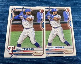 Pair 2021 Bowman Leody Taveras Rookie #18 Texas Rangers RC Rookie Lot - $1.00