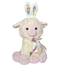 Walmart Easter Baby Lamb Bunny Ears Plush Tie Dye Bow Stuffed Animal 18.5&quot; - £29.97 GBP
