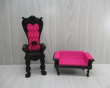 Monster High Deluxe Deadluxe High School Pink &amp; Black couch sofa throne ... - $15.58