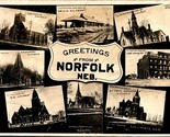 RPPC Multi Vista Edifici Greetings From Norfolk Nebraska Ne 1910 Cartoli... - $36.83