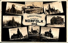 RPPC Multi Vista Edifici Greetings From Norfolk Nebraska Ne 1910 Cartolina D8 - £28.84 GBP