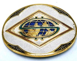 Vintage GP SP Silver Tone Gold Tone Dollar Sign Globe Belt Buckle Award ... - $33.61