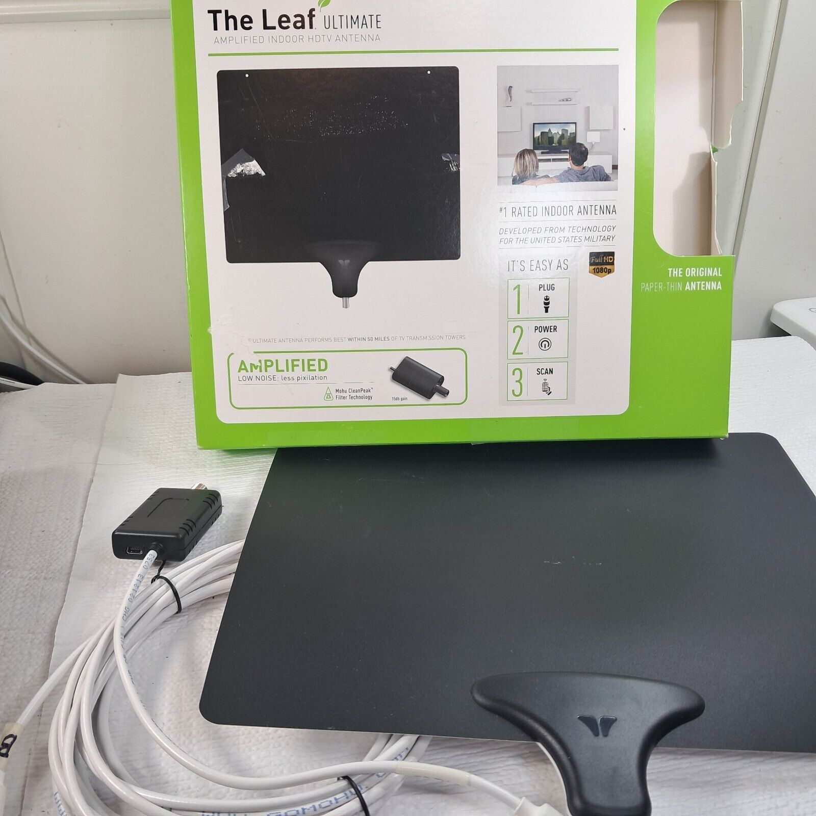 Mohu Leaf Ultimate amplified indoor HDTV antenna tv television amplifier... - $49.00