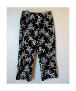 Rafaella Black Crop Pants Women size 6 High Waist White Leaves Pattern S... - £12.54 GBP