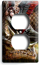 Fantasy Angel Girl Red Feather Wings Dragon Outlet Wall Plates Bedroom Art Decor - £7.42 GBP
