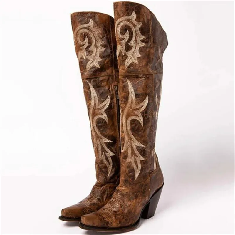 2024 winter boots new ladies knee high boots thick autumn women boots retro shoe - £213.97 GBP