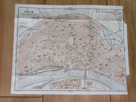 1925 Original Vintage Map Of Cologne Koln Köln / Germany - $23.51