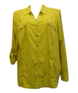 Style&amp;co. Ladies Button-Down Shirt Long-Sleeve Olive Plus Size 3X - £19.65 GBP