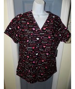SB Scrubs Love, Kisses, Sweetie Black Scrub Shirt Size M Women&#39;s NEW - £13.20 GBP
