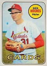 1969 Topps Dick Hughes St. Louis Cardinals, Baseball Card #39, as Christmas Gift - £2.37 GBP