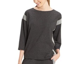 Josie Natori Womens Active Chi French Terry Top Size Small Color Heather Black - $67.32