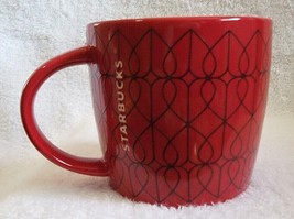 Starbucks Cofffee Cup Mug Red HEARTS 14 Ounce 2013 Nice! - £11.84 GBP