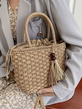 Summer Straw Women&#39;s  Bag  Tel Weaving Vintage Large Capacity Handbag for Women  - £56.35 GBP