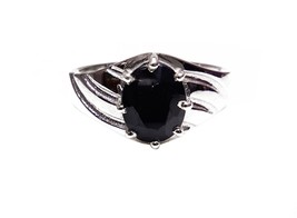 Silver Black Onyx Ring 7x9 mm Oval Black Onyx Band 2.5 Ct Black Onyx Ring - £32.51 GBP