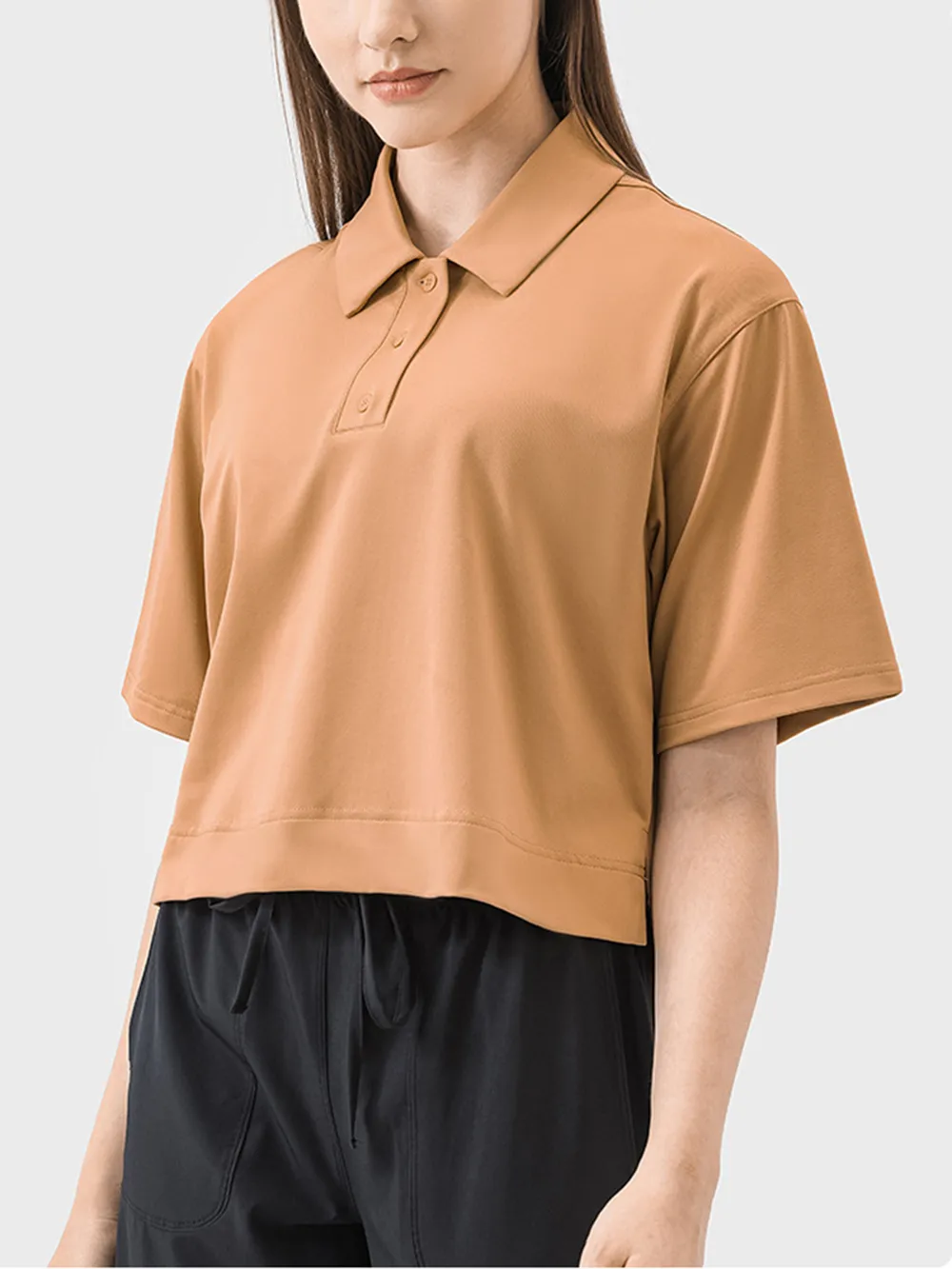 Women&#39;s Half Button Short Sleeve Active T-Shirt Casual Workout Sports Top - $24.54