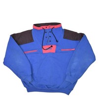 Vintage Columbia Sportswear Snap Fleece Sweatshirt Mens M Blue 90s Retro Anorak - £26.95 GBP