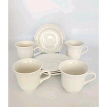 Mikasa French Countryside Teacup &amp; Saucer 4 Sets white stoneware F9000 - $419.90 MXN